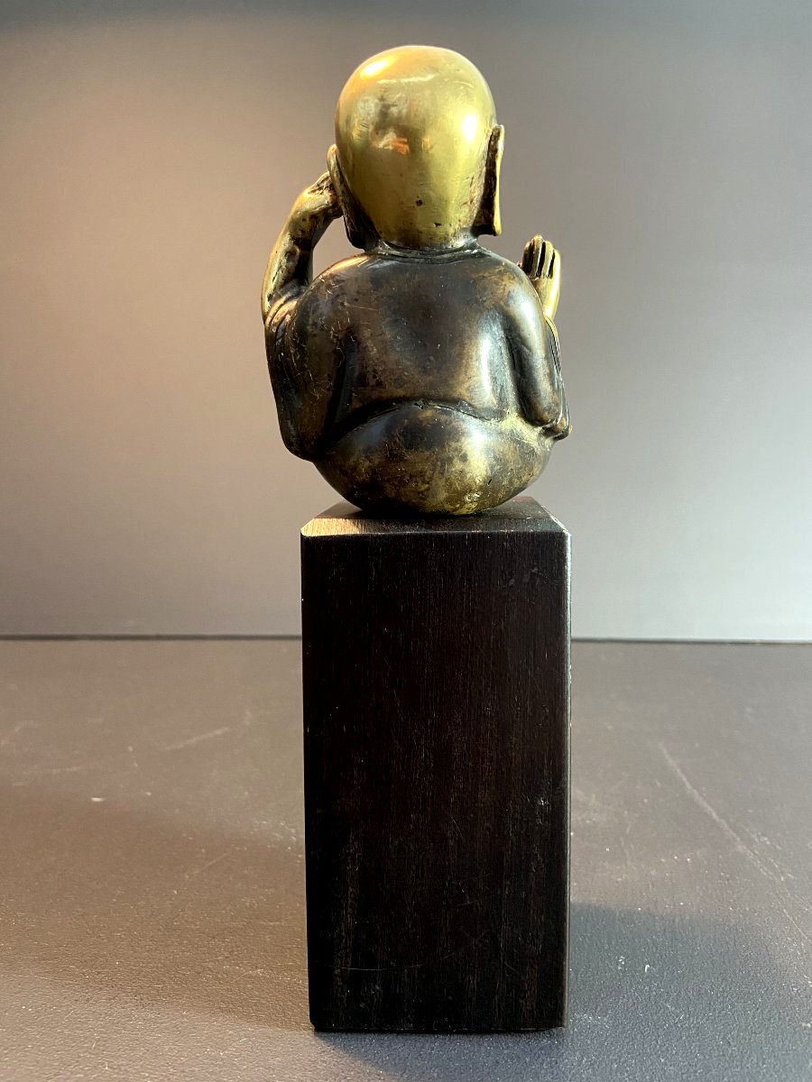 China, Mid-20th Century; A Copper Alloy Sculpture Depicting A Buddhist Monk.-photo-6