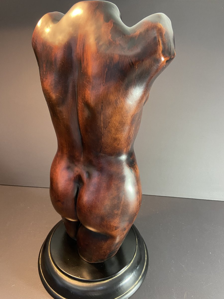 France, 1970, Sculpture à représentation d'un buste féminin en  bois sculpté.-photo-5