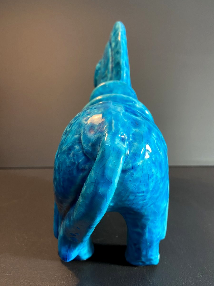 China, Mid-20th Century, Ceramic Horse In A Turquoise Hue.-photo-3