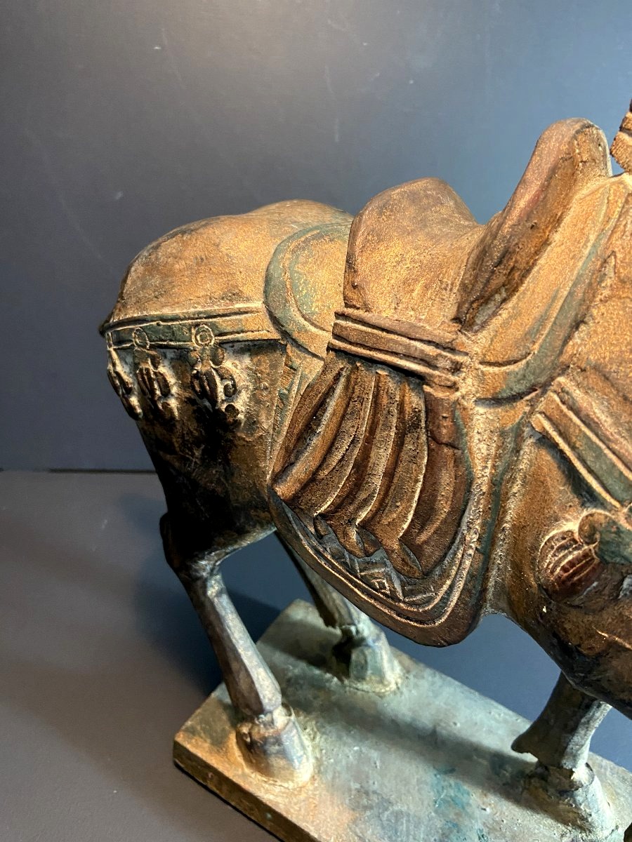 Chine, circa 19﻿60/1970,  Cheval en bois laqué dans l'esprit des créations de l'époque Tang.-photo-4