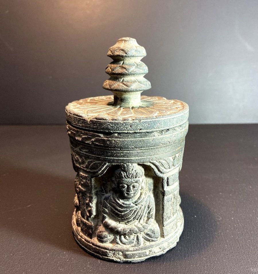 Gandhara Civilization, Ca. 3rd Century, Cylindrical Reliquary With Its Lid.