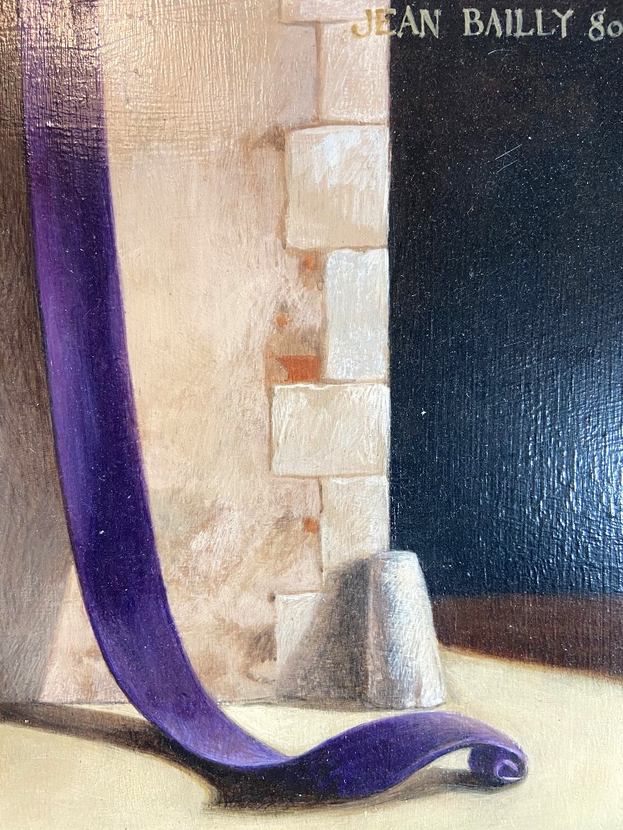 Jean BAILLY (né en 1940),  Huile sur panneau "Nature morte à l'oeuf", 1980.-photo-3