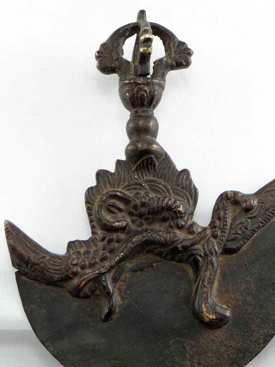 Nepal, Early 20th Century, Kartrika Cleaver In Bronze And Iron.-photo-4