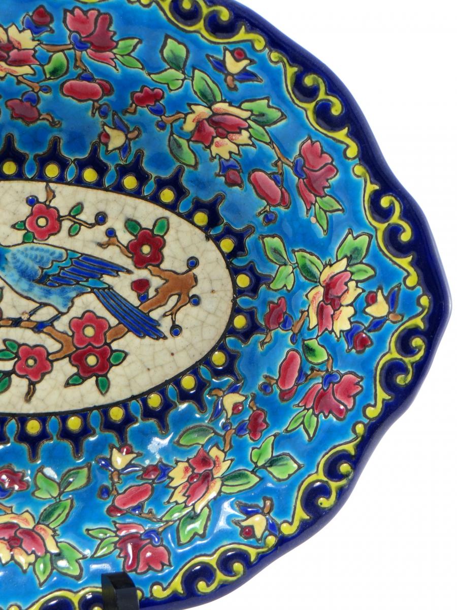 Cup Enamels From Longwy 1920s Decor Bird.-photo-1