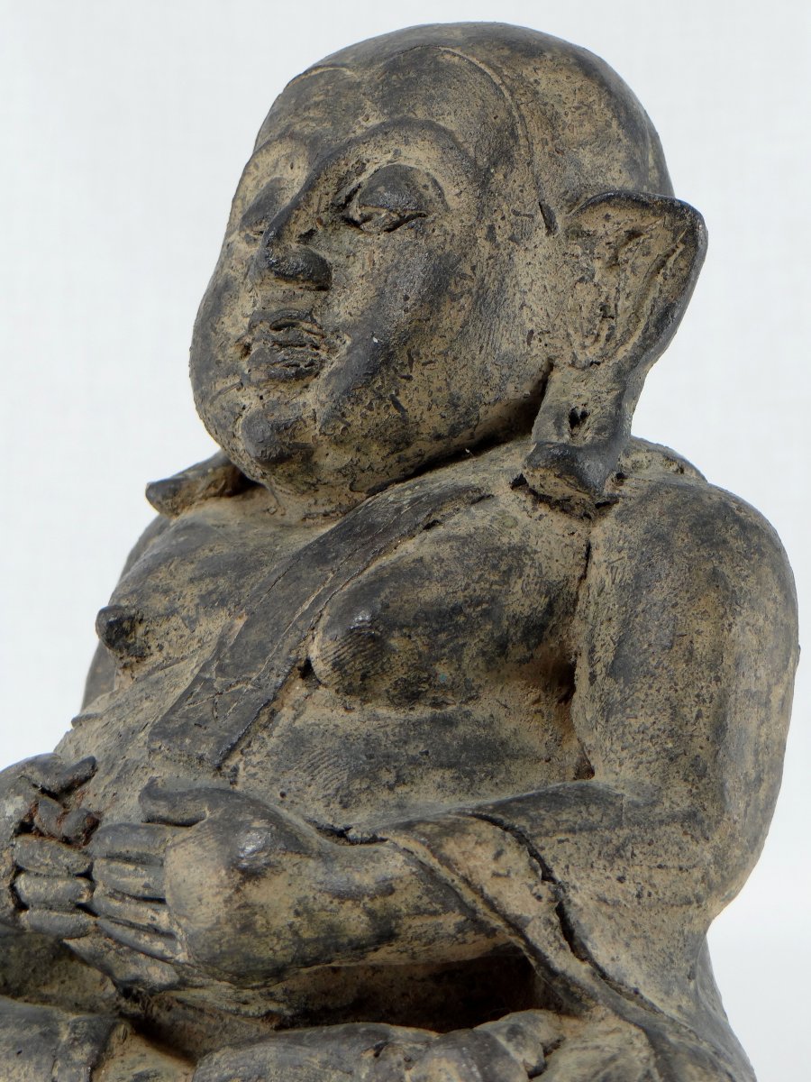 China Around 1900 Anterior, Putai Or Opulent Buddha In Modeled Clay.-photo-2