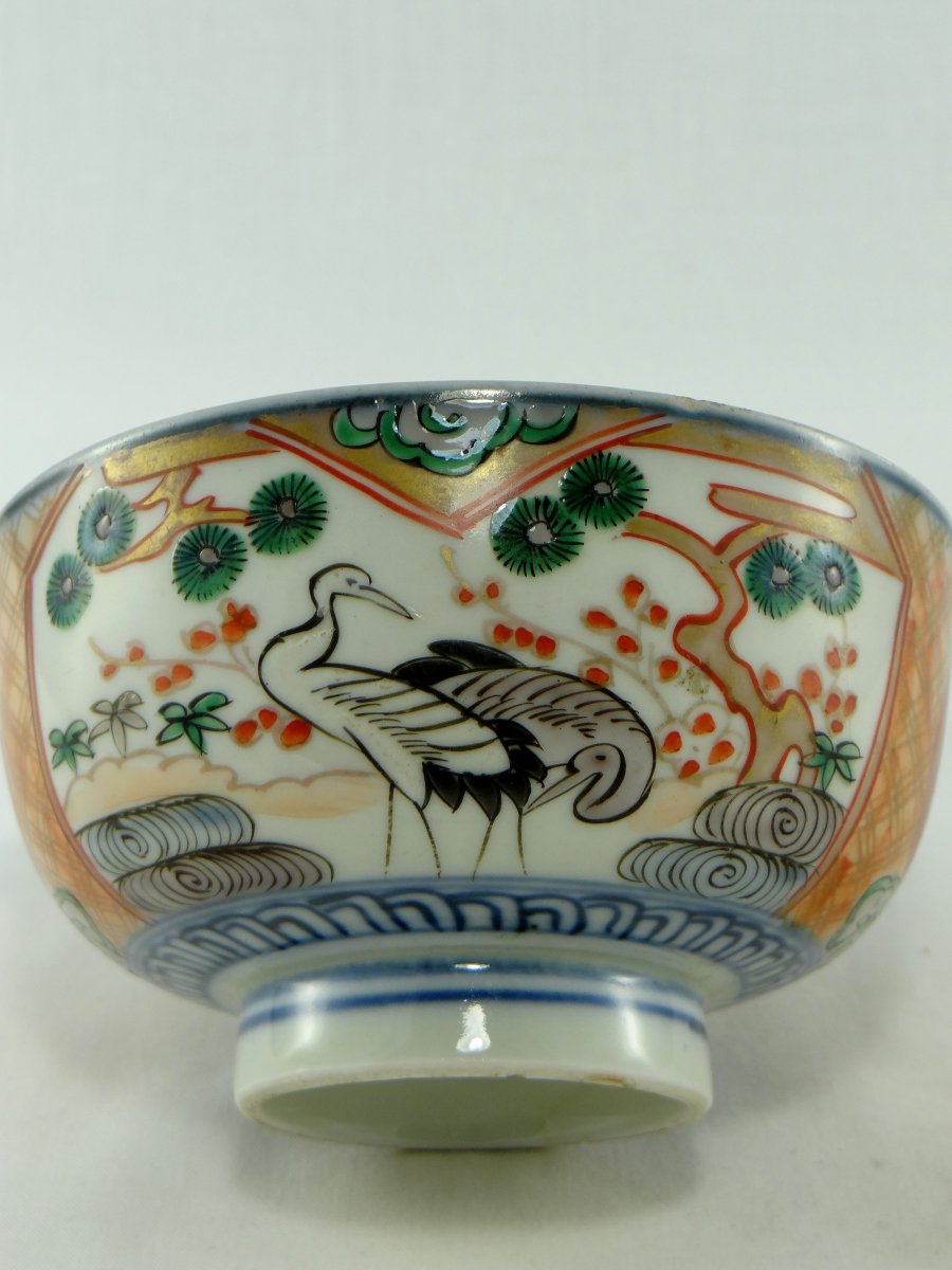 Japon, XIXème Siècle, Bol En Porcelaine Décor d'Échassiers. -photo-3