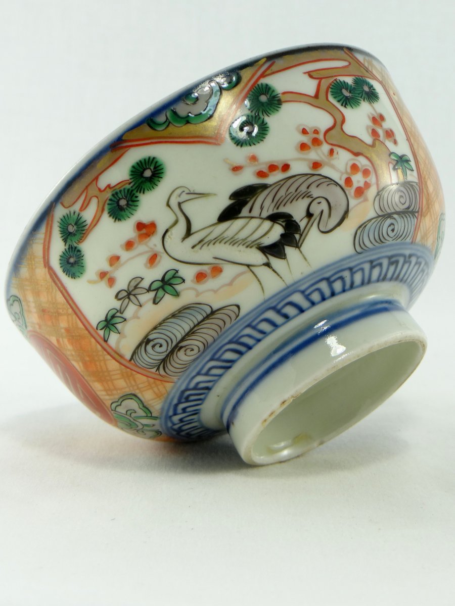 Japon, XIXème Siècle, Bol En Porcelaine Décor d'Échassiers. -photo-4