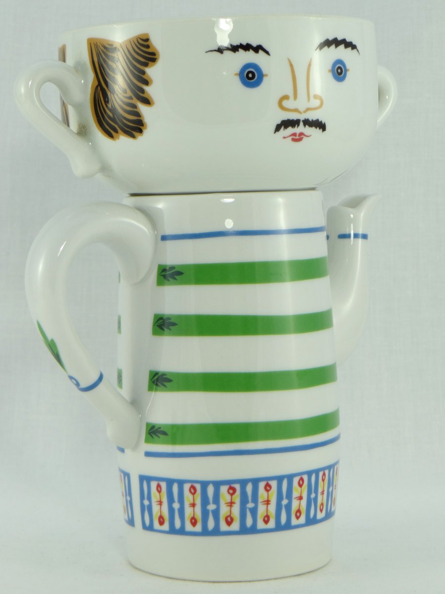 Porcelaine De Paris 1970, Ear Cup And Teapot Set By Jean Hury (2).-photo-3