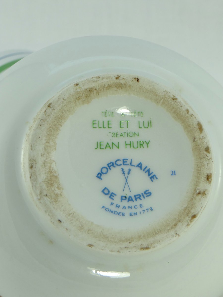 Porcelaine De Paris 1970, Ear Cup And Teapot Set By Jean Hury (2).-photo-5