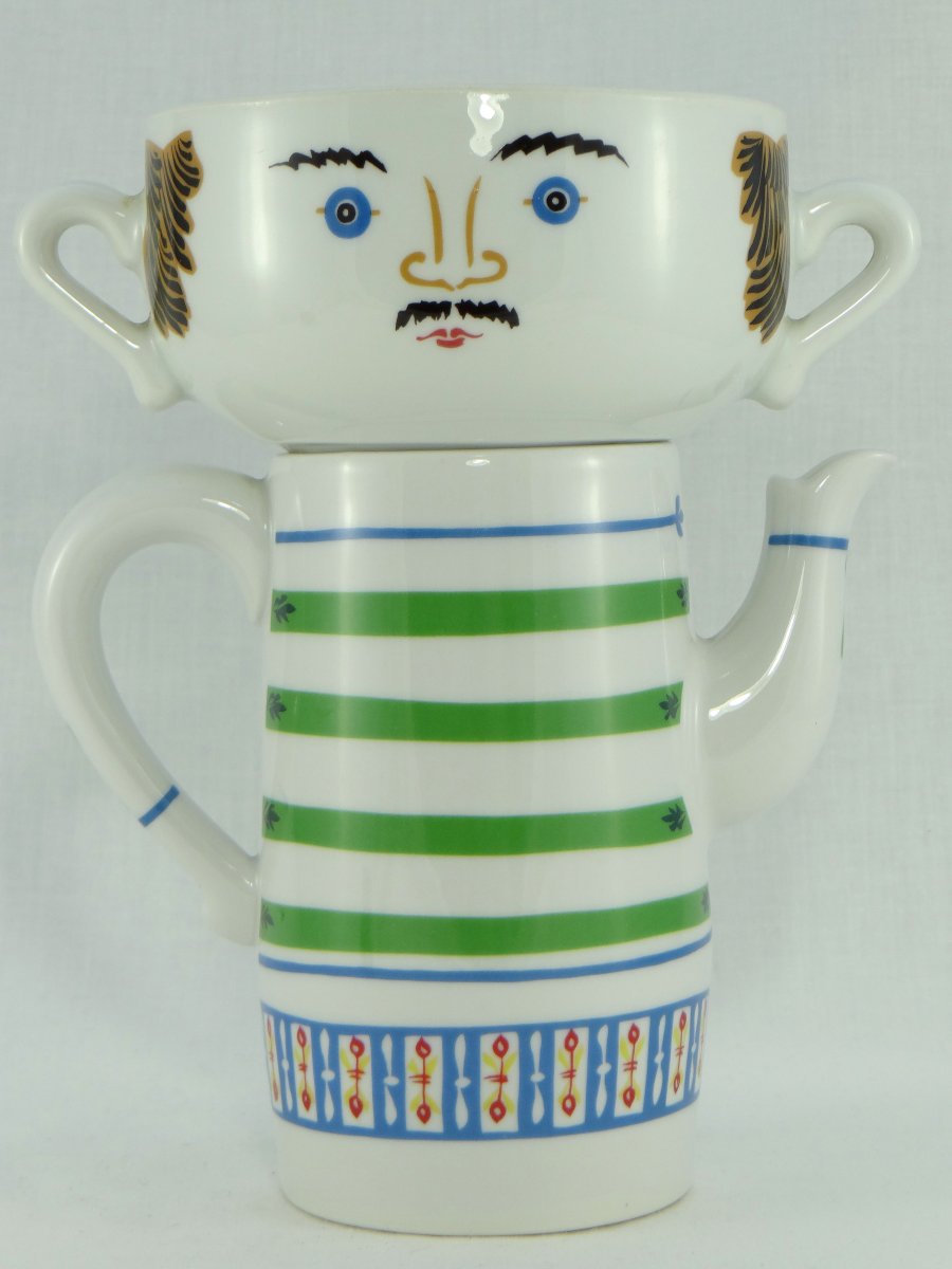 Porcelaine De Paris 1970, Ear Cup And Teapot Set By Jean Hury (2).
