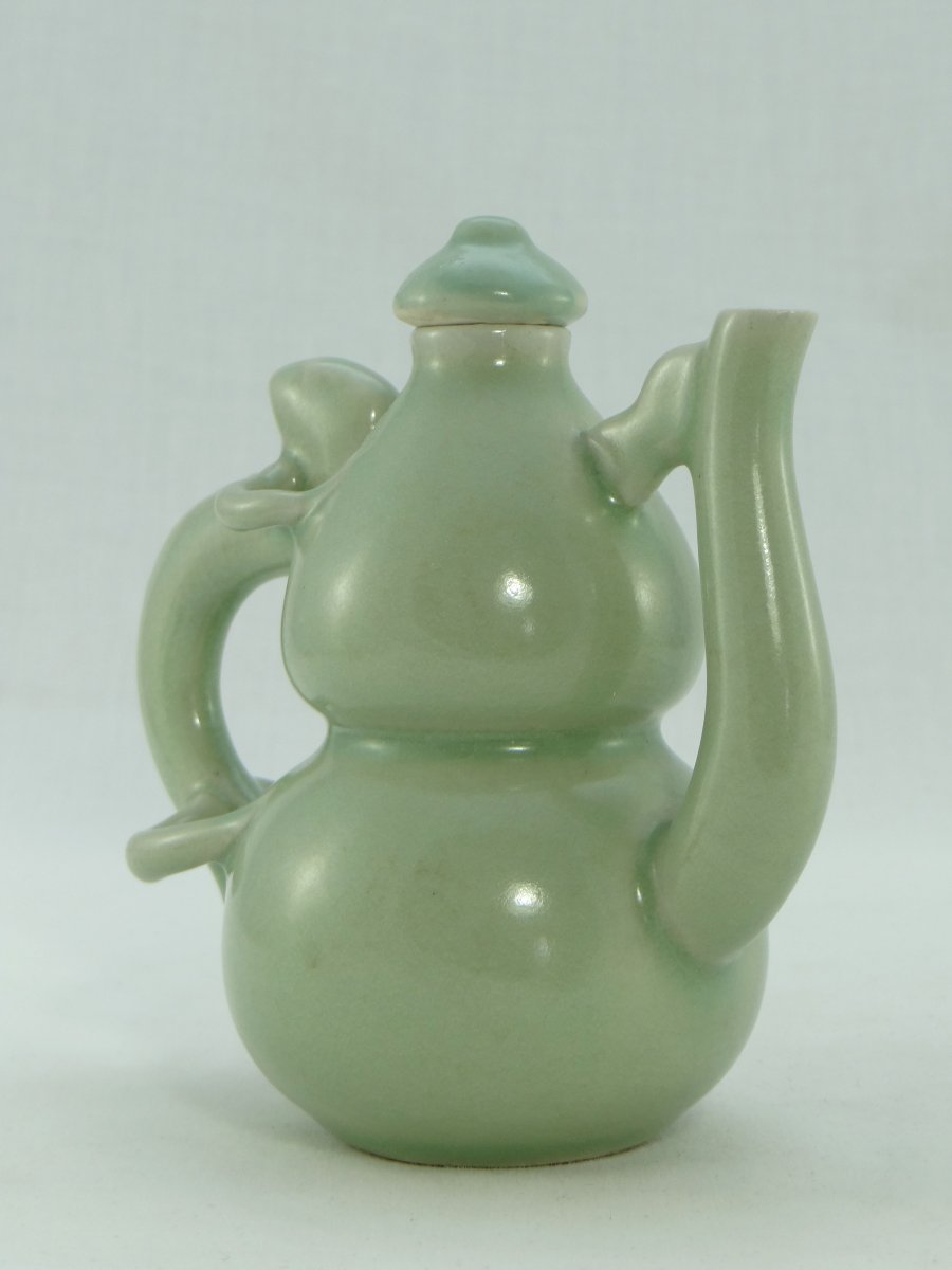 China, Middle Of The 20th Century, Celadon Porcelain Teapot.-photo-1