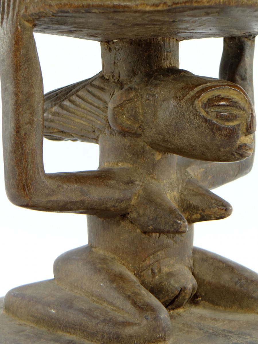 Rép. Dém. Du Congo,  Peuple Luba/Hemba, Siège Cariatide Bois Sculpté Personnage Féminin.  -photo-4