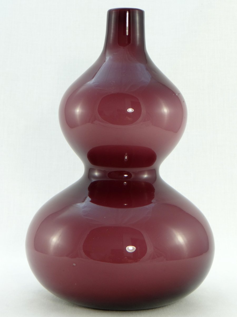 Danemark, Années 1960, Manufacture Holmegaard, Vase En Verre Soufflé Double Couches. -photo-2