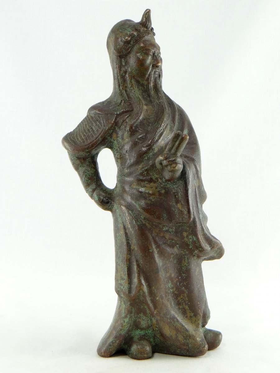 Chine, XIXème Siècle Ou Antérieur, Sculpture Bronze Figurant Guandi. -photo-2
