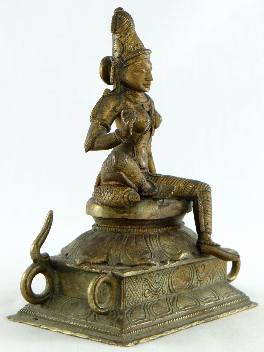 India, Beginning Of The XXth Century, Bronze Sculpture By Parvati.-photo-2