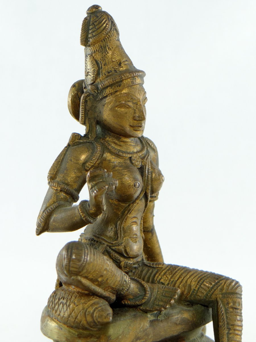 India, Beginning Of The XXth Century, Bronze Sculpture By Parvati.-photo-2