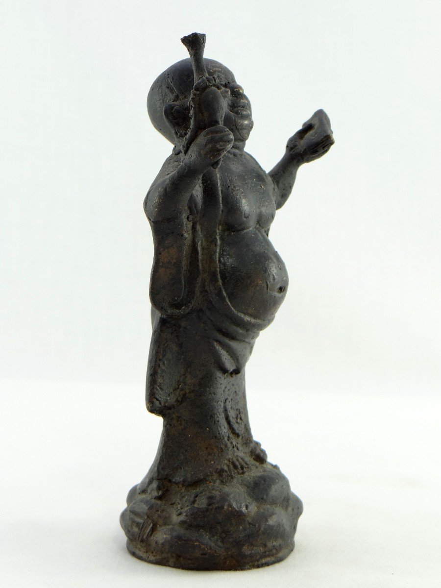 China, Years 1930/1950, Bronze Statuette Of Putai, God Of Happiness.-photo-2