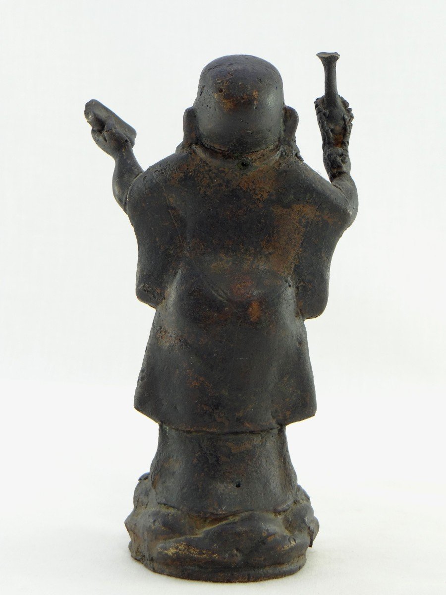 China, Years 1930/1950, Bronze Statuette Of Putai, God Of Happiness.-photo-3