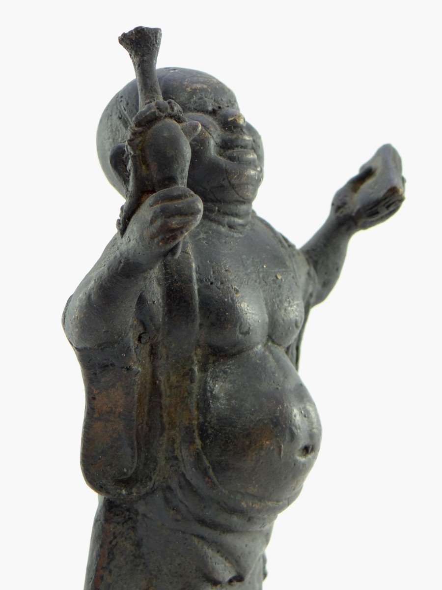 Chine, Années 1930/1950, Statuette En Bronze De Putaï, Dieu Du Bonheur.-photo-2