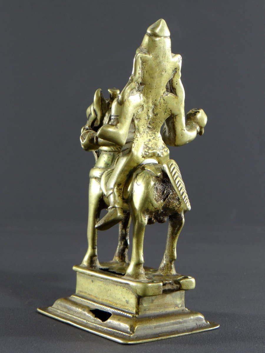 Inde, XVIIIème Siècle, Groupe En Bronze Khandoba (avatar De Shiva) Sur Son Cheval.-photo-1
