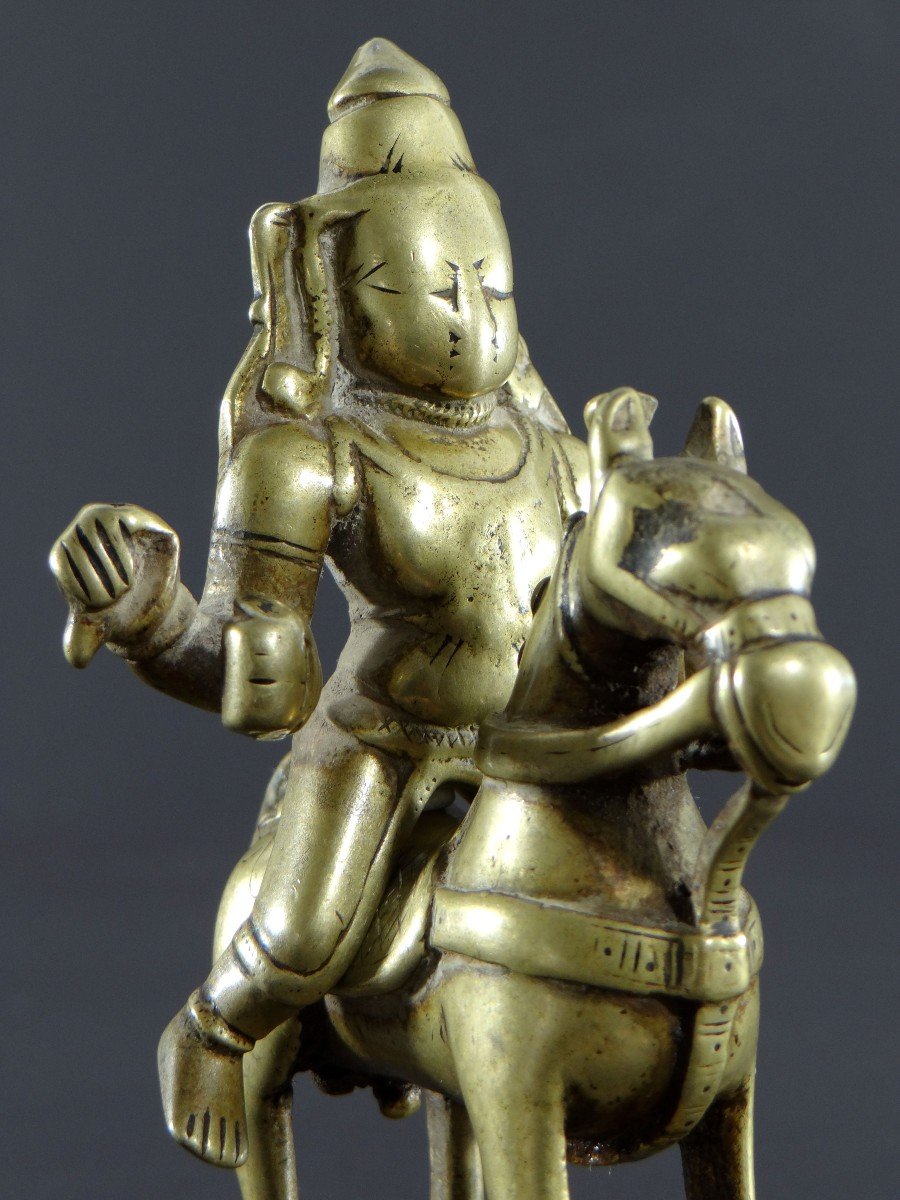 Inde, XVIIIème Siècle, Groupe En Bronze Khandoba (avatar De Shiva) Sur Son Cheval.-photo-3
