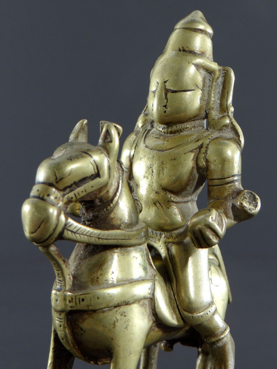 Inde, XVIIIème Siècle, Groupe En Bronze Khandoba (avatar De Shiva) Sur Son Cheval.-photo-4