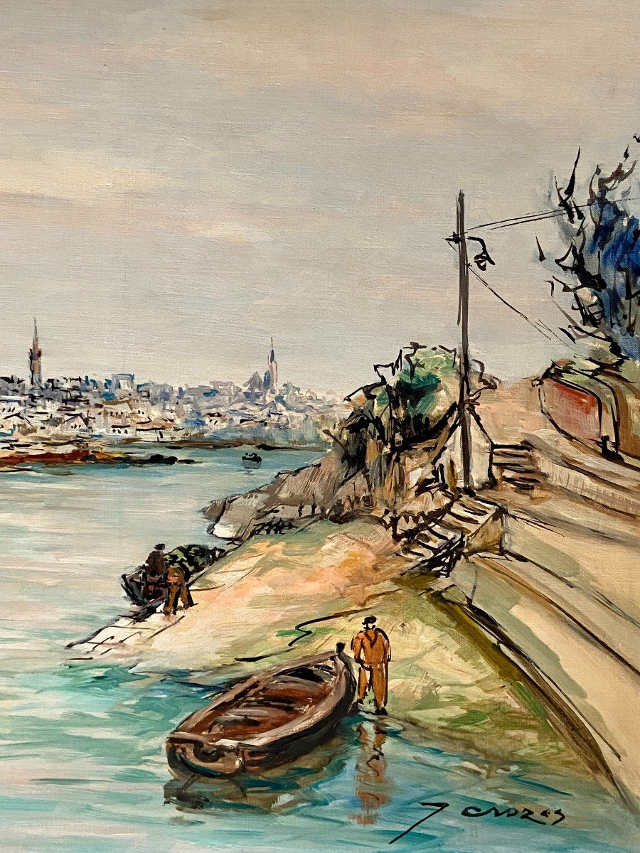 Joseph Crozes (active From The 1930s To 1950s), Painting View Of Douarnenez From Tréboul.-photo-1