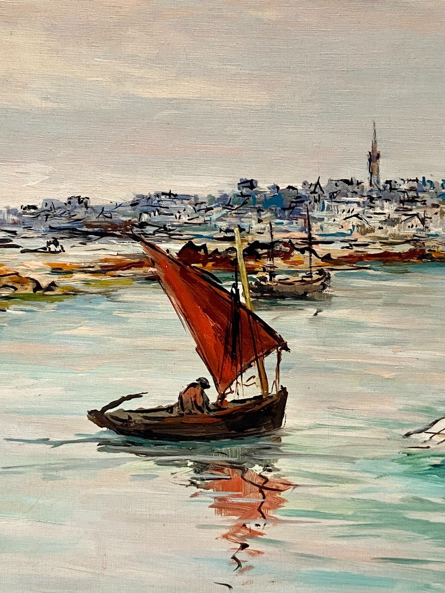 Joseph Crozes (active From The 1930s To 1950s), Painting View Of Douarnenez From Tréboul.-photo-5