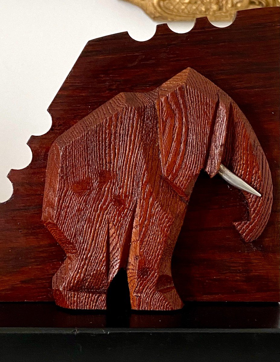 France, 1930s/1950s, Pair Of Elephant Bookends In Wood And Metal.-photo-2