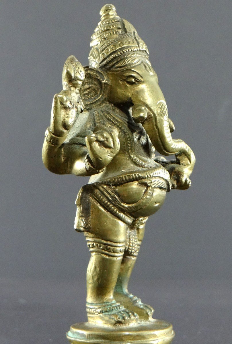Inde, Milieu Du XXème Siècle, Statuette De Ganesh En Bronze.-photo-5