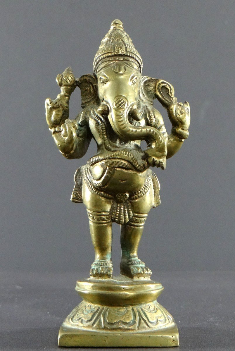 India, Mid-20th Century, Statuette Of Ganesh In Bronze.