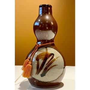 Japan, Mid 20th Century, Ceramic Double Gourd Bottle Vase.