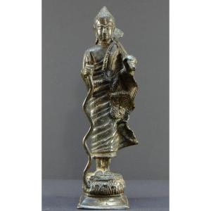 Cambodia, XIXth Century, Bronze Buddha Statue.