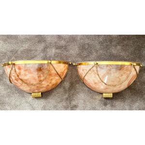 Italy, 1970s, Large Pair Of Sconces.