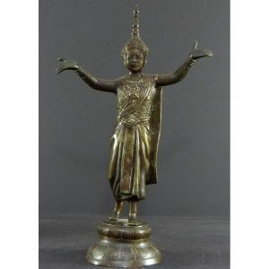 Thaïlande, Début Du XXème Siècle, Statue De Danseuse Traditionnelle En Bronze. 