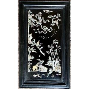 Vietnam, Late 19th-early 20th Century, Lacquered Wood Panel Inlaid With Mother-of-pearl.