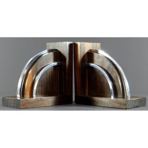 France, 1925/1930s, Pair Of Art Deco Period Bookends With Modernist Lines.