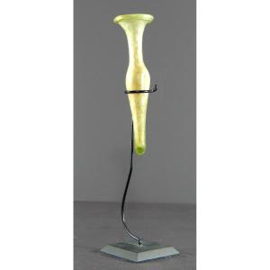 Rome, 3rd Century Ad, Glass Balsamary, Elongated Shape With A Flared Neck.