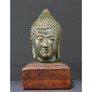 Thailand, First Third Of The 20th Century, Sukhothai Style Bronze Buddha Head.