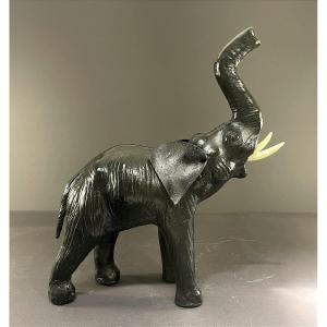 France, 1970, Lovely Black Leather Elephant.