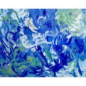 Andrée Simon (1896-1981), Composition Abstraite, Gouache Sur Papier Période "ciels" De 1964. 