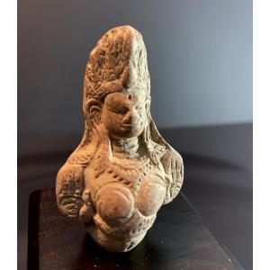 Bactrian Civilization, 3rd Century B.c., Bust Of A Goddess Wearing A Diadem.