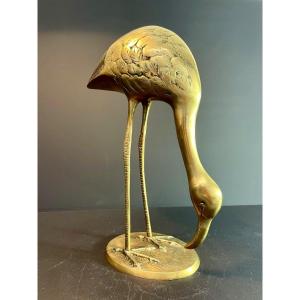 France, 1970, Hollywood Regency-style Brass Bird Sculpture.