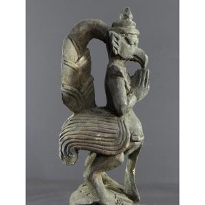 Birmanie, Milieu Du XXème Siècle, Poulie De Métier à Tisser Sculptée Figurant Garuda.