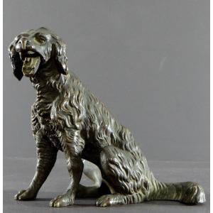 France, Early 20th Century, Bronze Dog Statuette With A Movable Jaw.