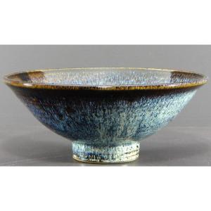 Antonio Lampecco (1932–2019), Ceramic Bowl Decorated With Blue-and-brown Monotone Glazes