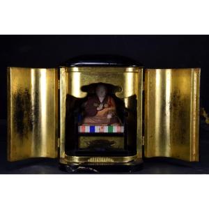 Japan, 1920s–1930s, Buddhist Shrine Housing A Wooden Statue Of The Zen Master Kobo Daishi.
