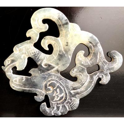 China, Old Carved And Openwork Jade Plate Spirit Of The ...