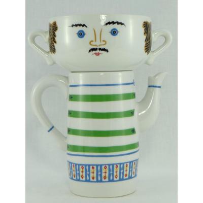 Porcelaine De Paris 1970, Ear Cup And Teapot Set By Jean Hury (2).