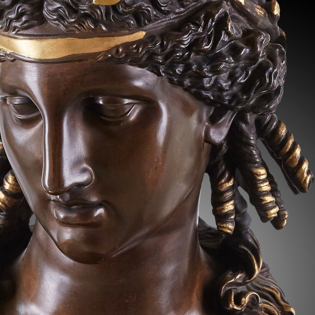 Late Nineteenth Bronze Bust Of Ariane F Barbedienne-photo-4